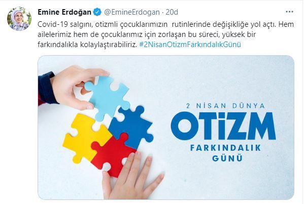 Emine Erdoğan Twitter paylaşımı