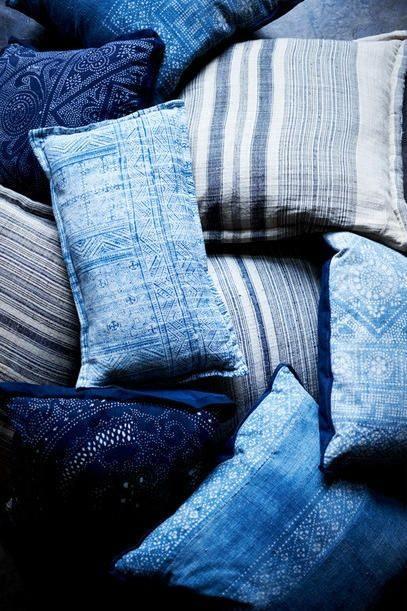 Mavi renkli ev tekstil ürünleri