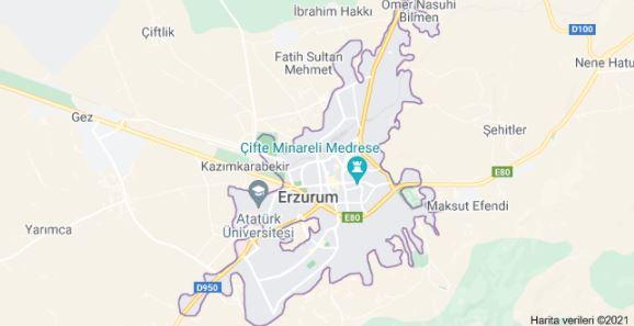 Erzurumun haritada görünümü 