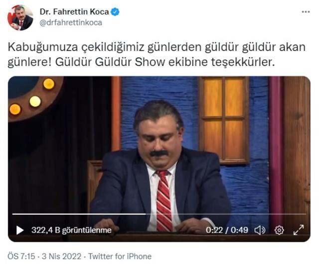 Sağlık Bakanı Fahrettin Koca Twitter paylaşımı