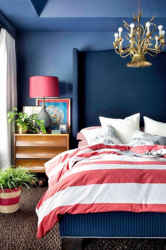 Mavi yatak odası dekorasyonu