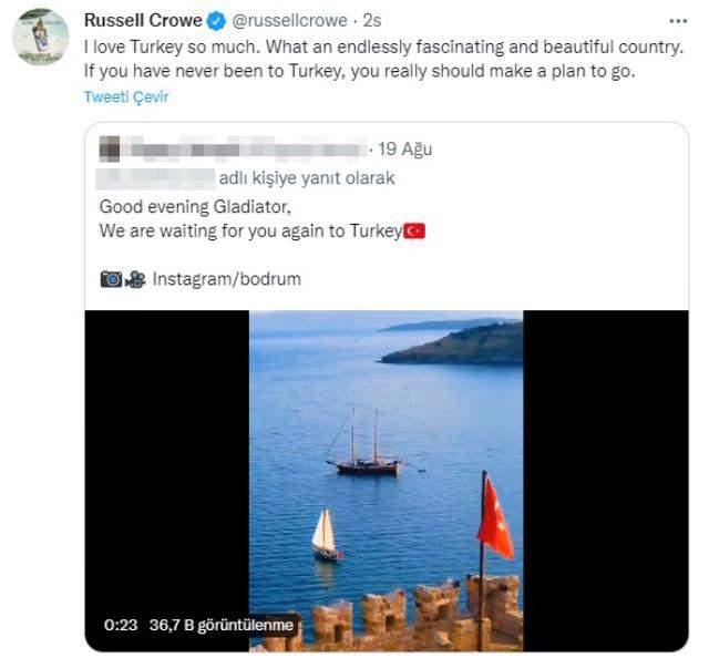 russell crowe Türkiye paylaşımı