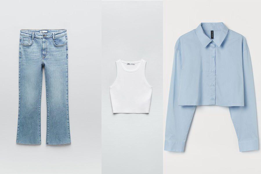 pantolon, crop ve gömlek