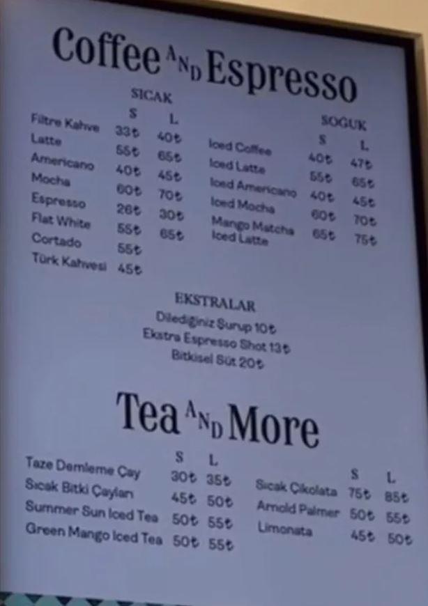 Magnolia Bakery Türkiye içeceklerin fiyatları