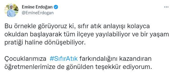 Emine Erdoğan sıfır atık anlayışının her ilçeye yayılabileceğini dile getirdi.
