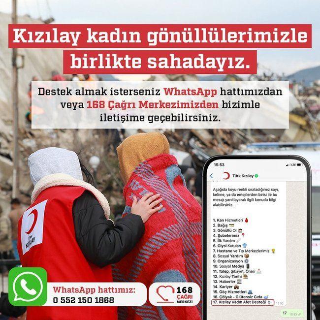 Türk Kızılayı depremzede kadınlar için whatsapp hattı kurdu