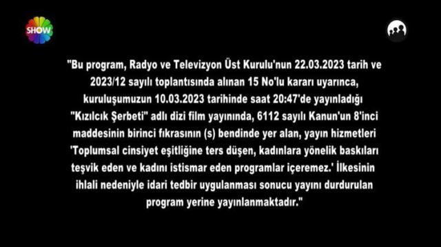 RTÜK’den ceza gelen Kızılcık Şerbeti dizisine şok karar! Show TV fişini çekti