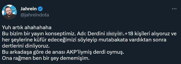 Jahrein isimli Twitch yayıncısı AK Partili vatandaşa küfretti