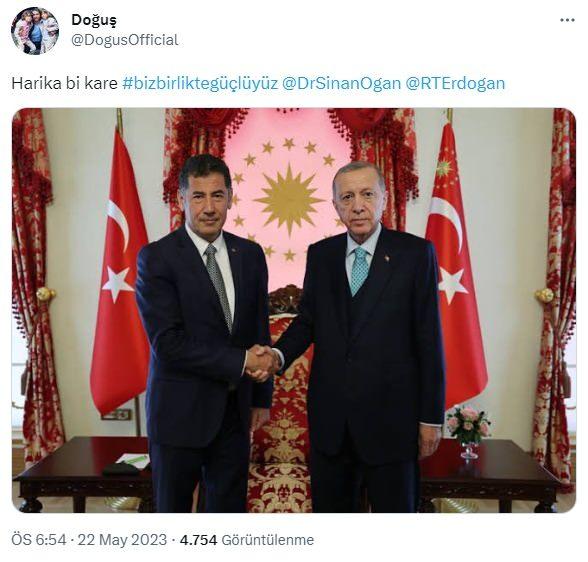 Doğuşun Erdoğan ve Sinan Oğan paylaşımı
