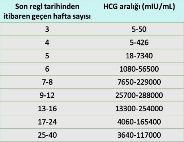 HCG değerleri