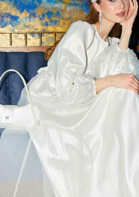 Taşlı Organze Abiye Elbise Modeli
