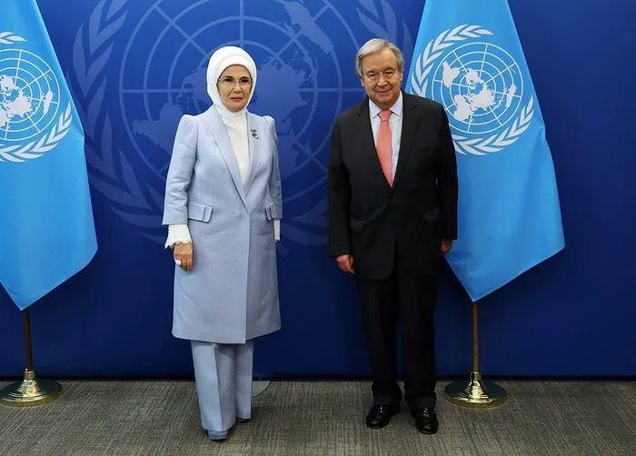 Emine Erdoğan, BM Genel Sekreteri Antonio Guterres ile görüştü 