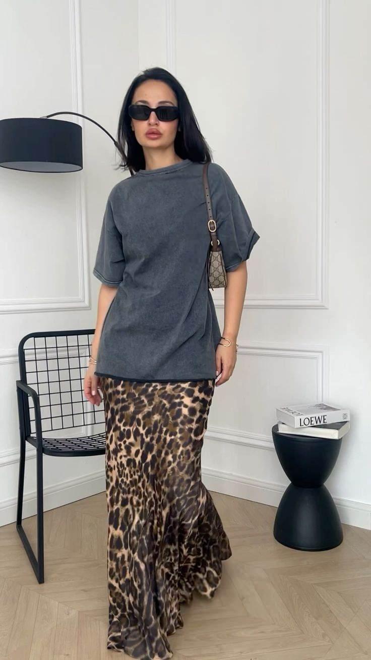 Animal print etek modeli