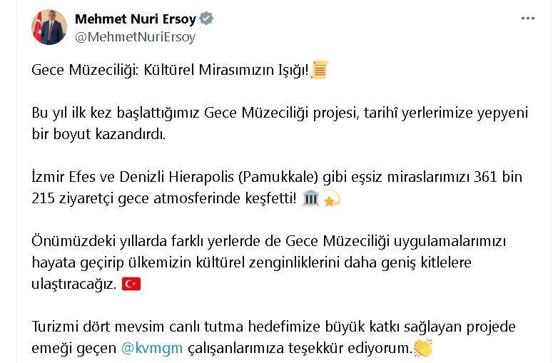 Kültür ve Turizm Bakanı Mehmet Nuri Ersoy