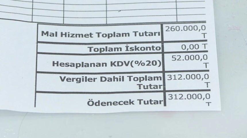 Çelenk siparişi için kesilen fatura