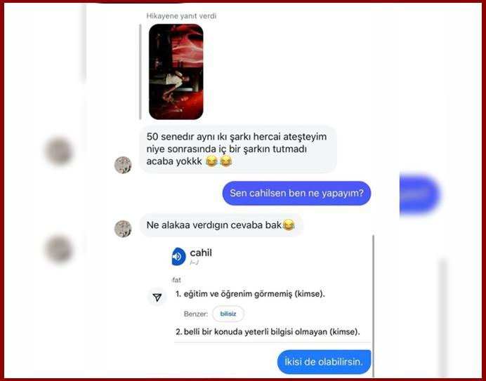 Çelik ve takipçisinin diyaloğu