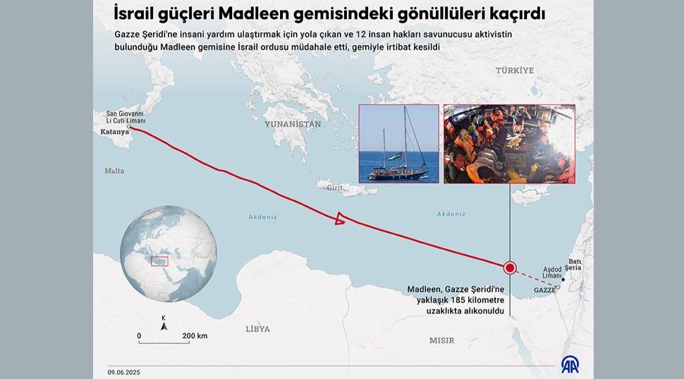 Madleen gemisinin güzergahını gösteren harita