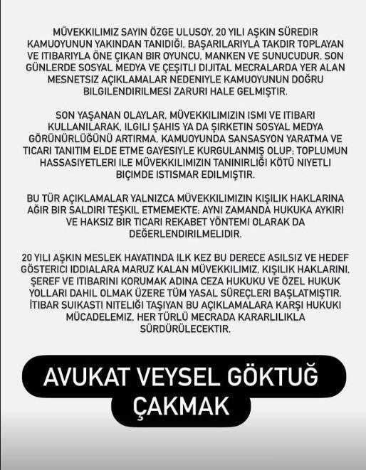 Özge Ulusoy paylaşımı