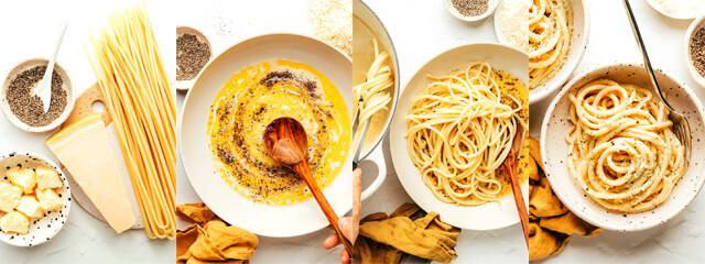 Spaghetti Cacio e Pepe yapım aşamaları