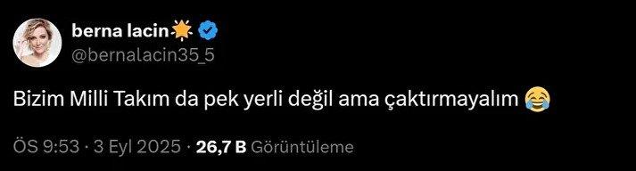 Berna Laçin sosyal medya paylaşımı