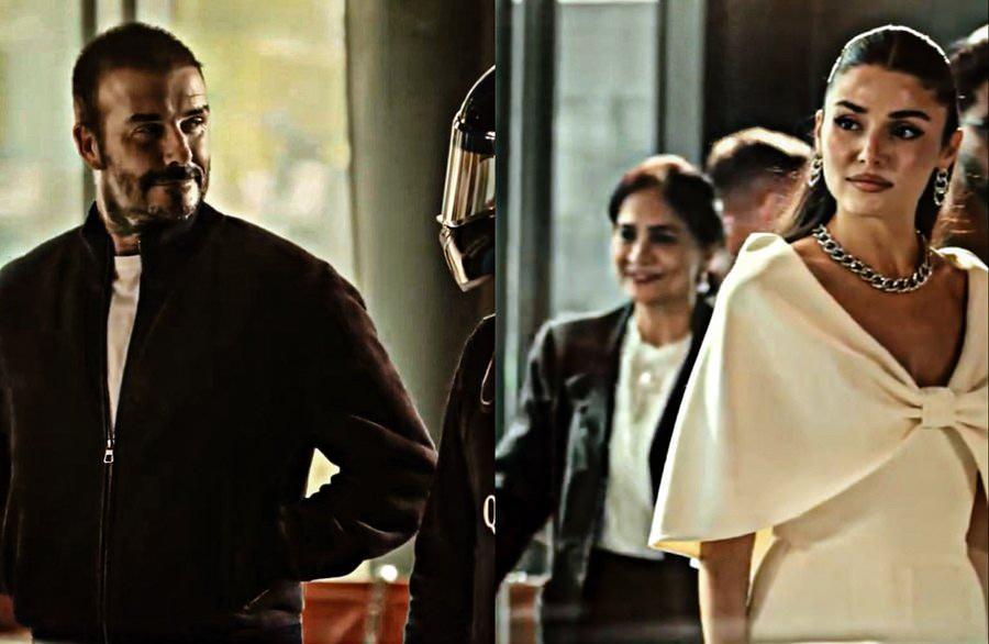 Hande Erçel ve David Beckhamın reklam filminden bir kare