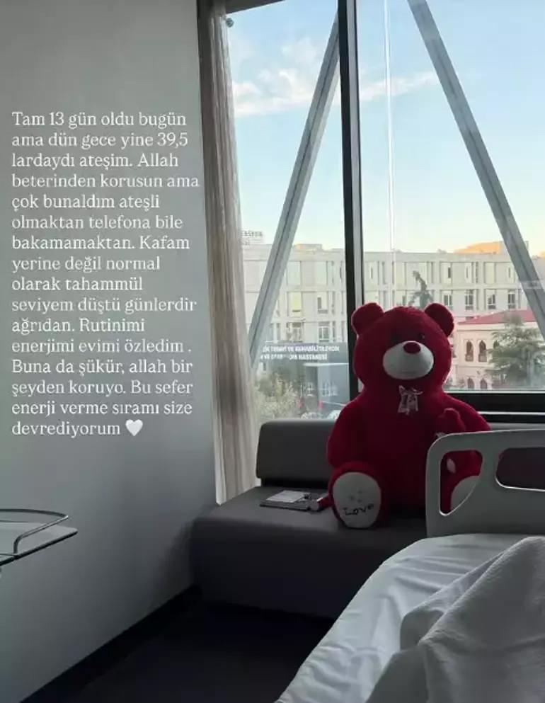 Sibil Çetinkayanın hastaneden attığı storylerden bir tanesi