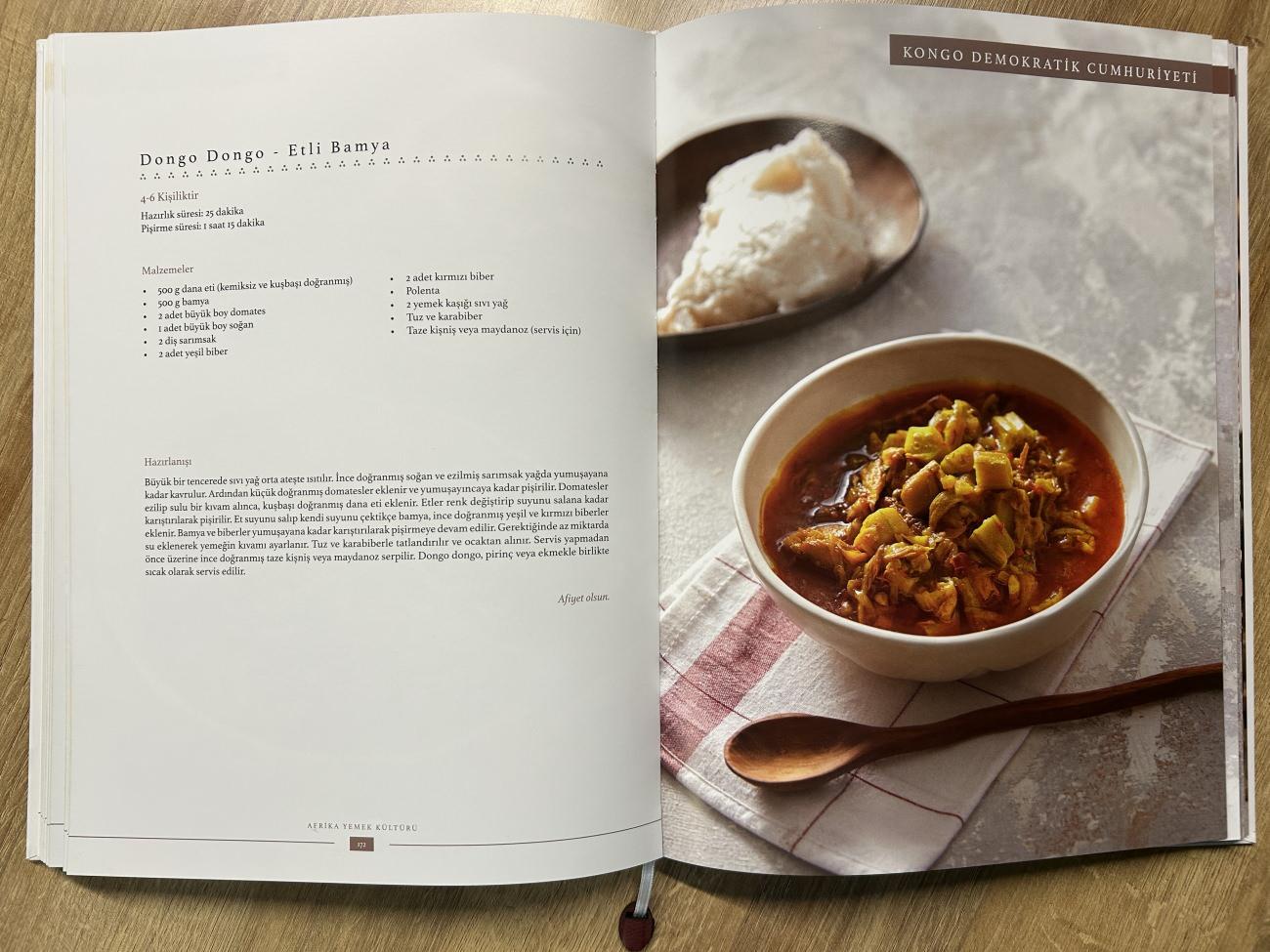 Afrika Yemek Kültürü kitabından Dongo dongo etli bamya tarifi