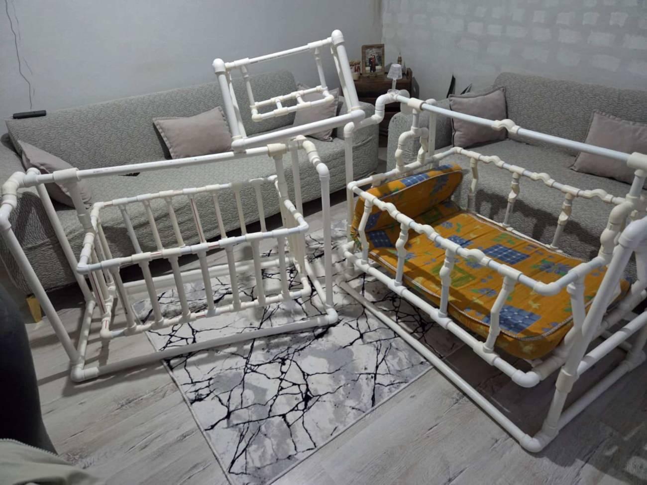 Furkan Karadağ kızına borudan beşik yaptı