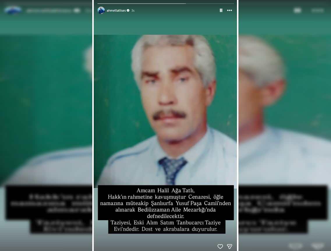 Ahmet Tatlısesin paylaşımı