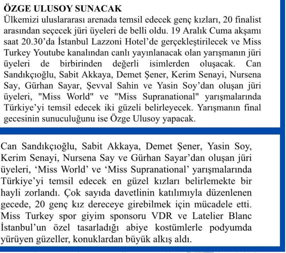 Habertürkten Mehmet Çalışkanın paylaştığı basın bülteni mesajları