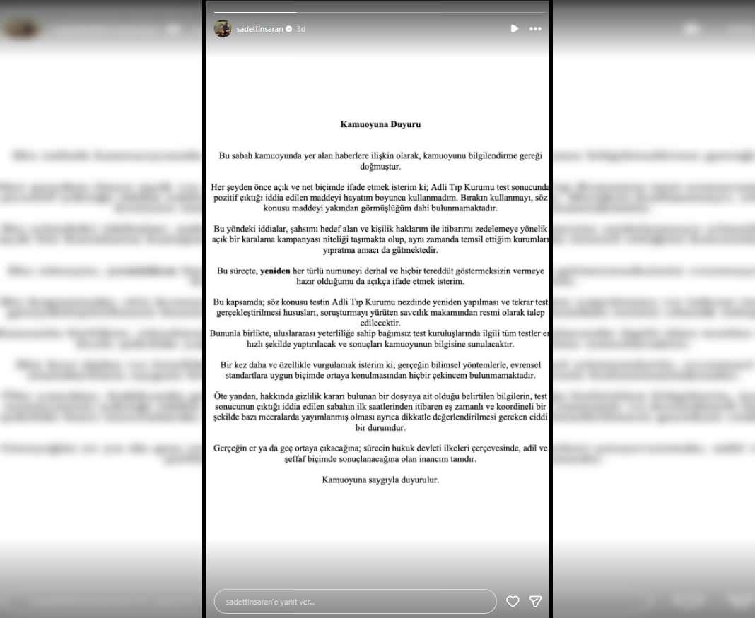 Sadettin Saranın açıklaması