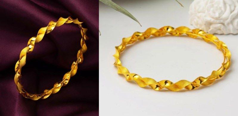 22 ayar makarna örgüsü burma altın bilezik