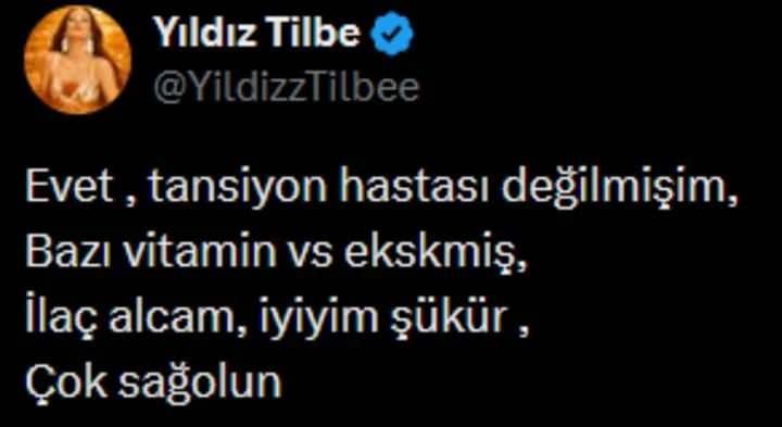 Yıldız tilbenin yaptığı paylaşım