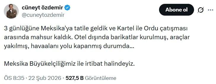 Cüneyt Özdemirin attığı tweet