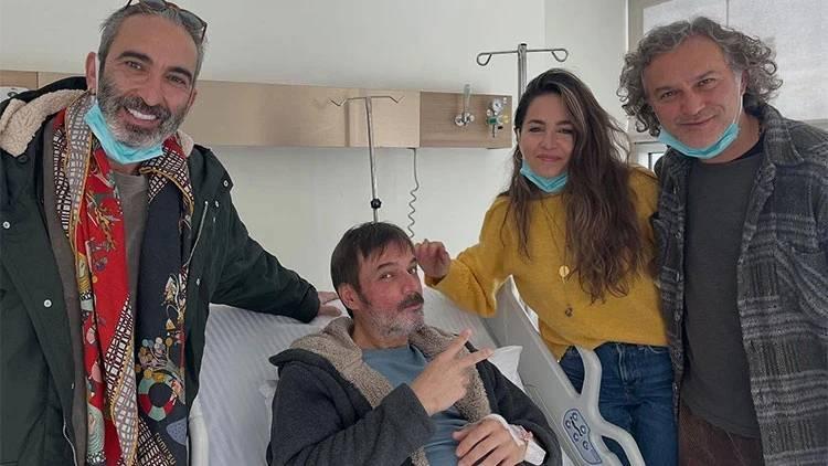 Ufuk Özkanın hastanede ziyaretine gelen Geniş Aile dizi ekibinden oyuncu arkadaşları