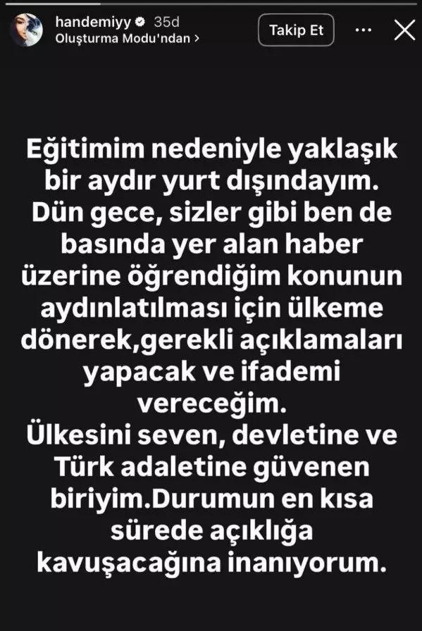 Hande Erçelin açıklaması