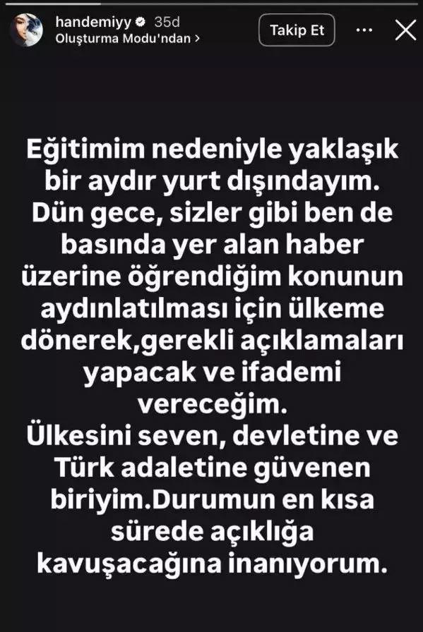 Hande Erçelin açıklaması