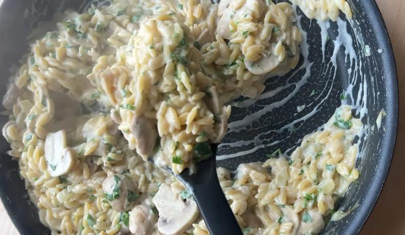 Kremalı mantarlı arpa şehriye risotto