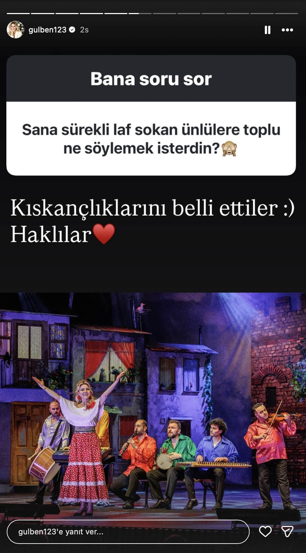 Gülben Ergenin sosyal medya paylaşımı