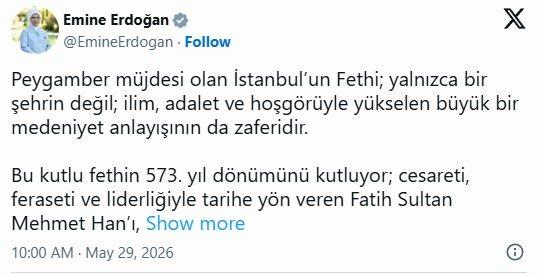 Emine Erdoğan X paylaşımı