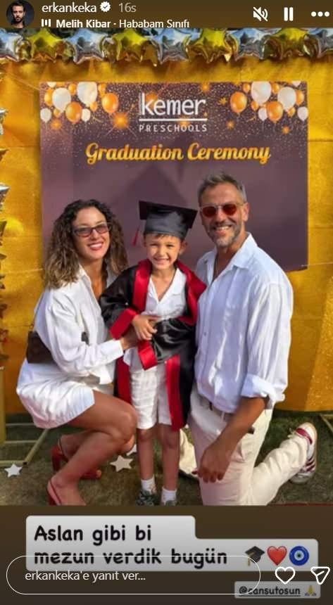 Erkan Kolçak Köstendil ve Cansu Tosun oğullarının mezuniyet töreninde