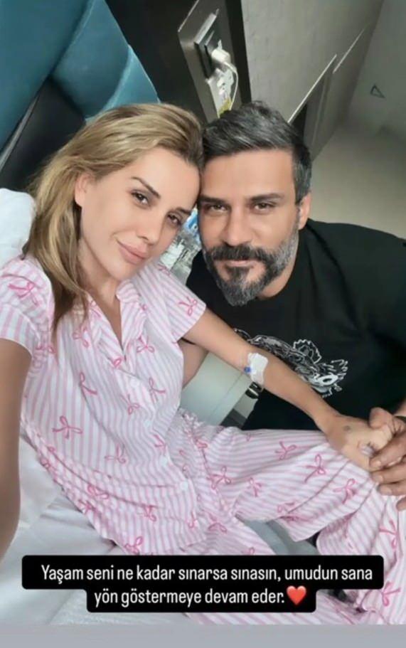 Dilan Polat ve eşi Engin Polat hastane odasında