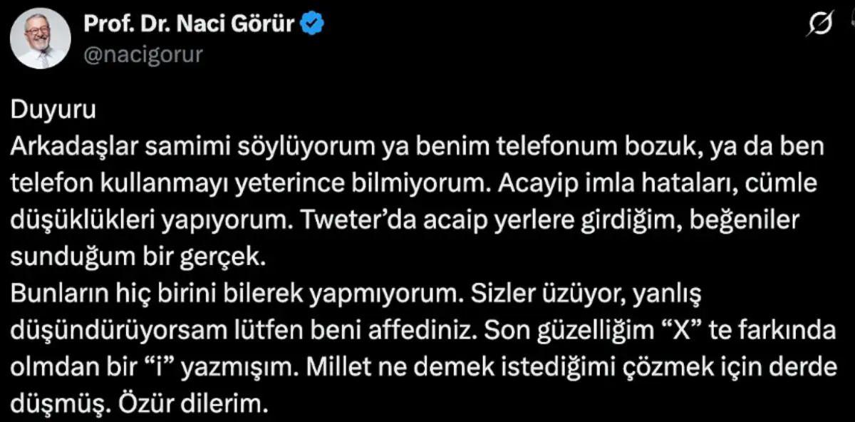 Naci Görürün açıklaması