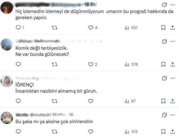 Sosyal medyada programa yapılan eleştirilerden birkaçı