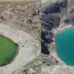 Sivas'ta endişelendiren görüntü! Kuraklık gölün rengini değiştirdi