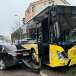 Ataşehir'de İETT otobüsü park halindeki araçları biçti!