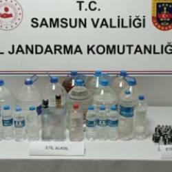 Samsun'da 55 litre etil alkol ve 56 adet aroma kiti ele geçirildi