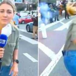 ABD polisinden plastik mermi! Yayın yapan muhabiri vurdu!