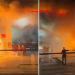 Çekmeköy'de araç benzinliğe daldı, facianın eşiğinden dönüldü