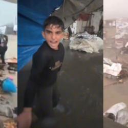 Gazze'de çadırlar sular altında! Küçük çocuk ümmete seslendi: Paramparça olduk